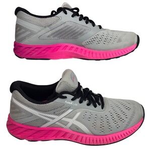 Asics FuzeX Lyte Running Shoes Womens 8 Grey Pink Low Top Sneakers